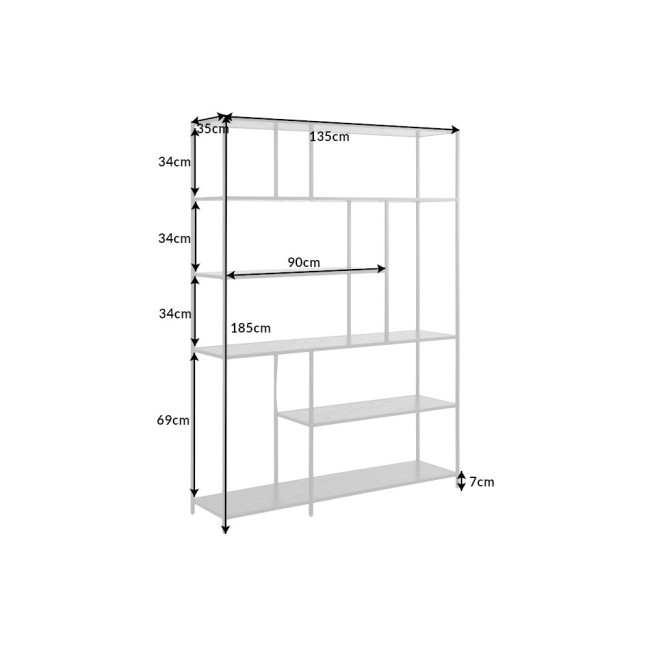 Knižnica/Regál 42025 135cm Slim Line  Čierny jaseň