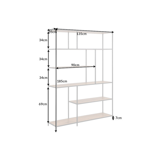 Knižnica/Regál 42026 135cm Slim Line Divoký Dub