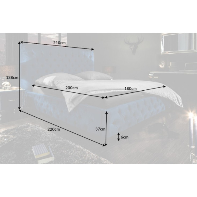 Posteľ 40556 180x200cm Zamat tmavomodrá