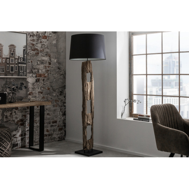 Stojaca lampa 41043 Barracuda 177cm Čierna Drevo Acacia