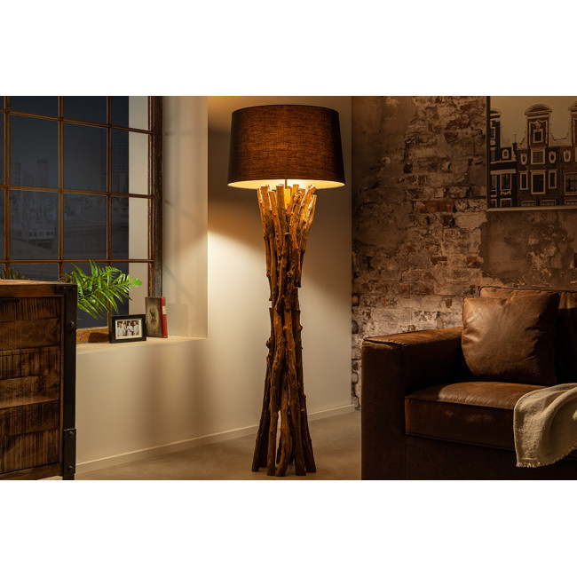 Stojaca lampa 41386 Harmony 150cm Čierna Drevo Teak