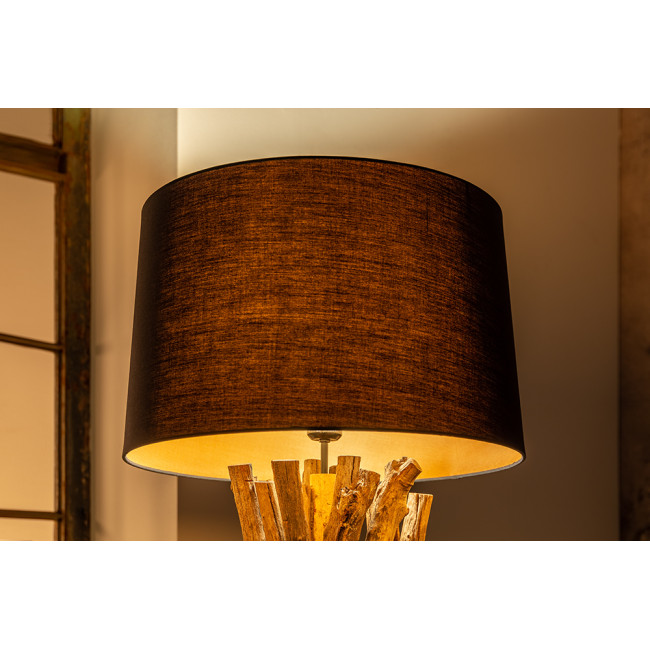 Stojaca lampa 41386 Harmony 150cm Čierna Drevo Teak