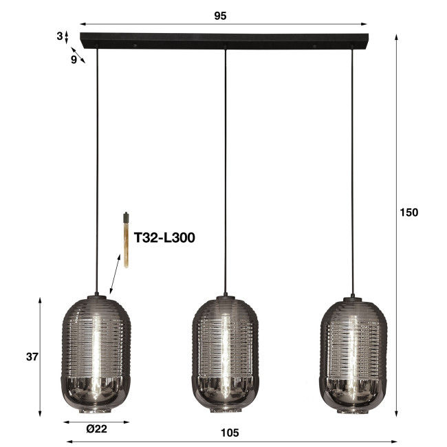 Luster 83-10 3L Tub Chromed Glass