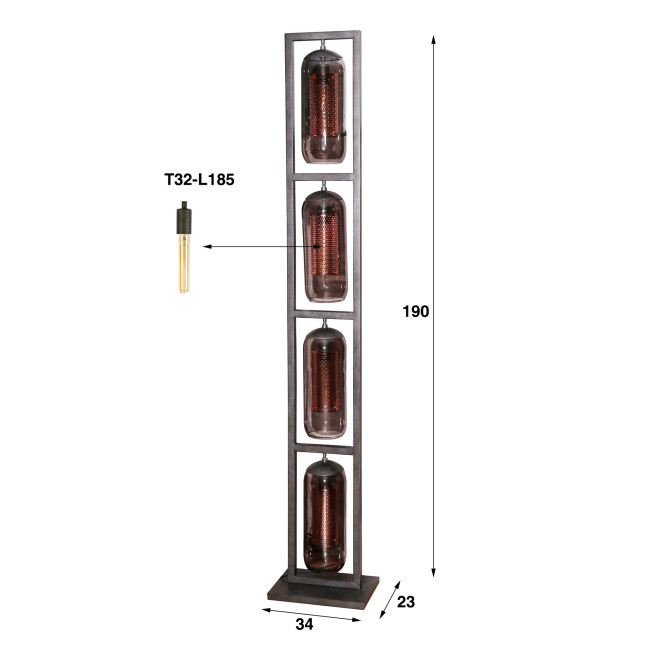 Stojaca lampa 78-38 4L Tower Smoked Glass